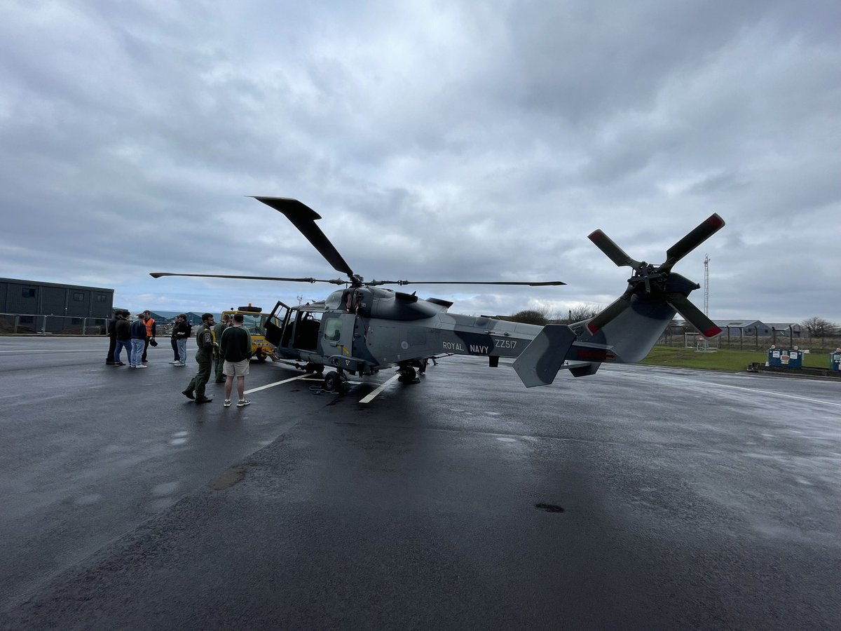 URNUBelfast's tweet photo. URNU Belfast visited HMS GANNET today to visit @825NAS. Officer Cadets received a thorough tour of a Wildcat helicopter, a presentation on the wide scope of Wildcat Ops globally and had an unparalleled opportunity to talk to naval aviators, arguably the finest of the species ⚓️😁 https://t.co/BUmvCscNJl