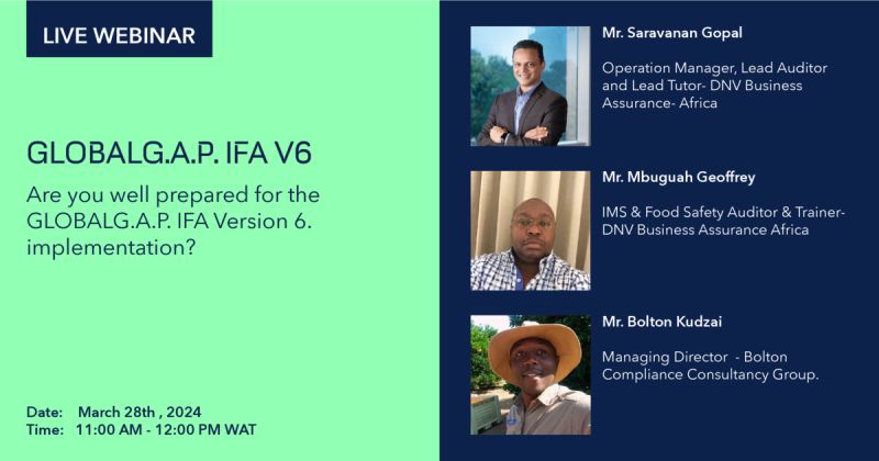 🎥 Join the Transition to GLOBALG.A.P. IFA Version 6 Webinar! Join us as we explore the transition to GLOBALG.A.P. IFA version 6 and uncover invaluable insights into the latest add-ons and effective certification implementation strategies, with our esteemed experts.