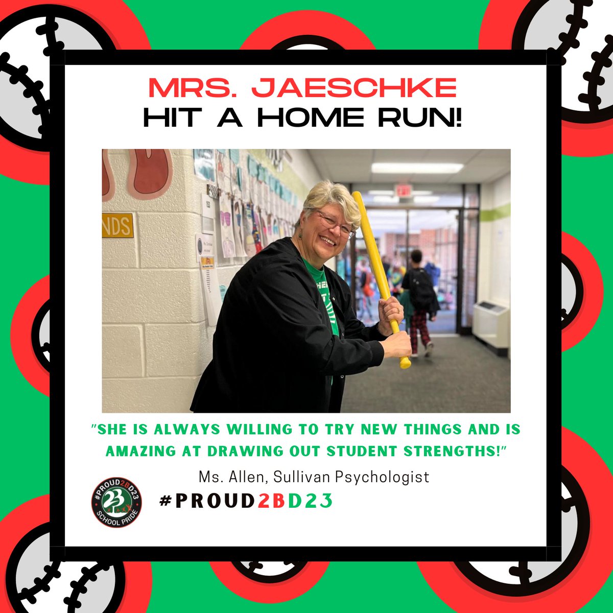 Batter up! The @PHSD23 staff are hitting home runs for our students, families, and colleagues! Which staff member will round the bases next? Stay tuned! #PROUD2BD23! ⚾️ @Dangelaccio @CraigCurtisD23 @AmyMcP_BAMMP @D23Eisenhower @D23Ross @D23Sullivan @D23MacArthur