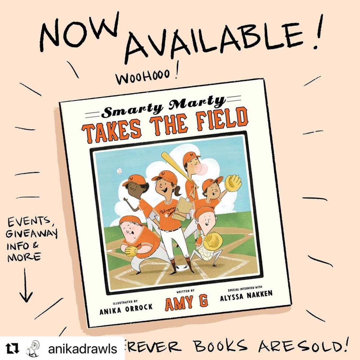 Very excited “Smarty Marty Takes The Field” has officially hit bookstores 📚. Thank you to illustrator #AnikaOrrock and publisher @abramskids ❤️