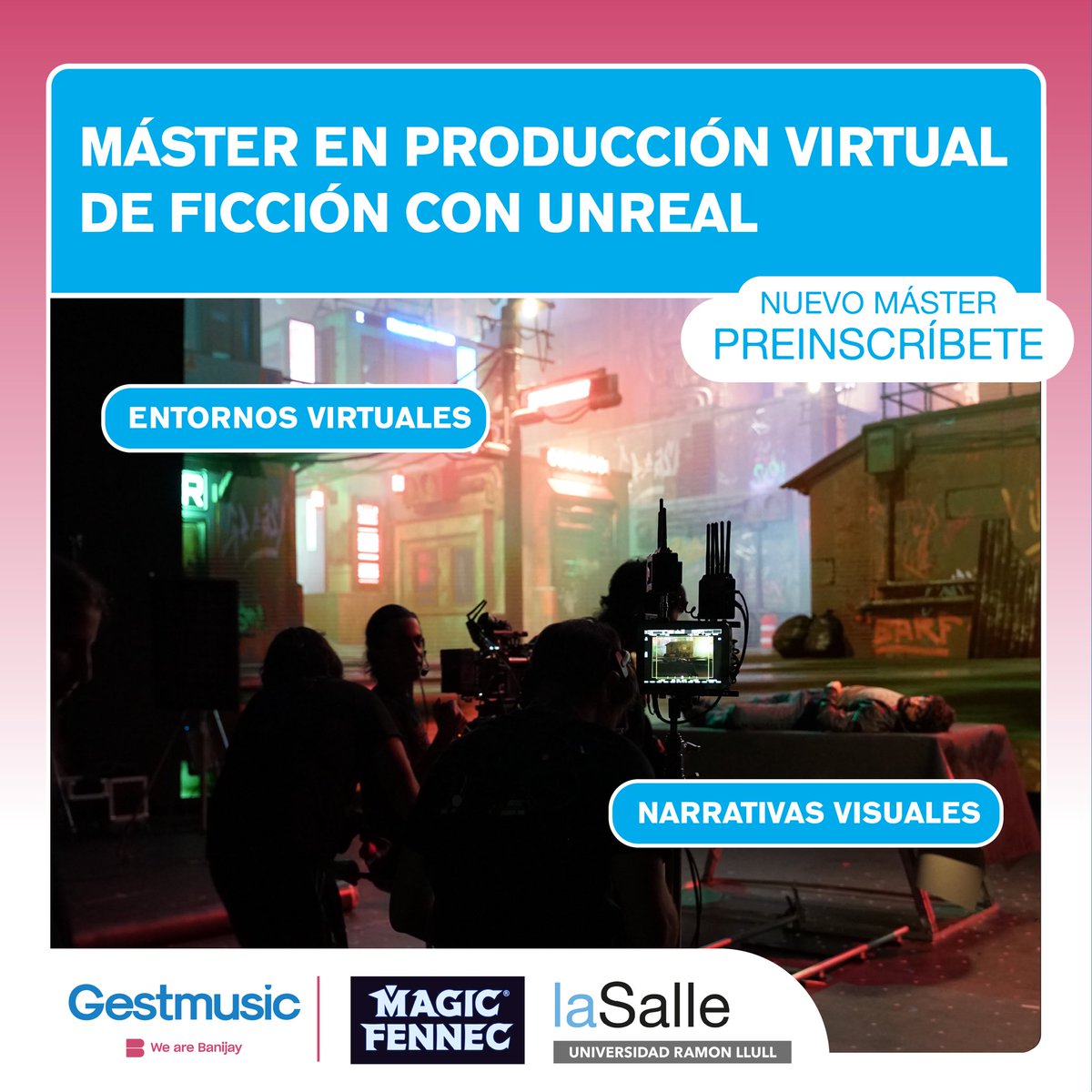 El nuevo Máster en producción virtual para ficción con Unreal te prepara para realizar proyectos innovadores que destaquen en la industria audiovisual a través del conocimiento profundo de los procesos de creación y la capacidad para implementar entornos virtuales realistas🎥