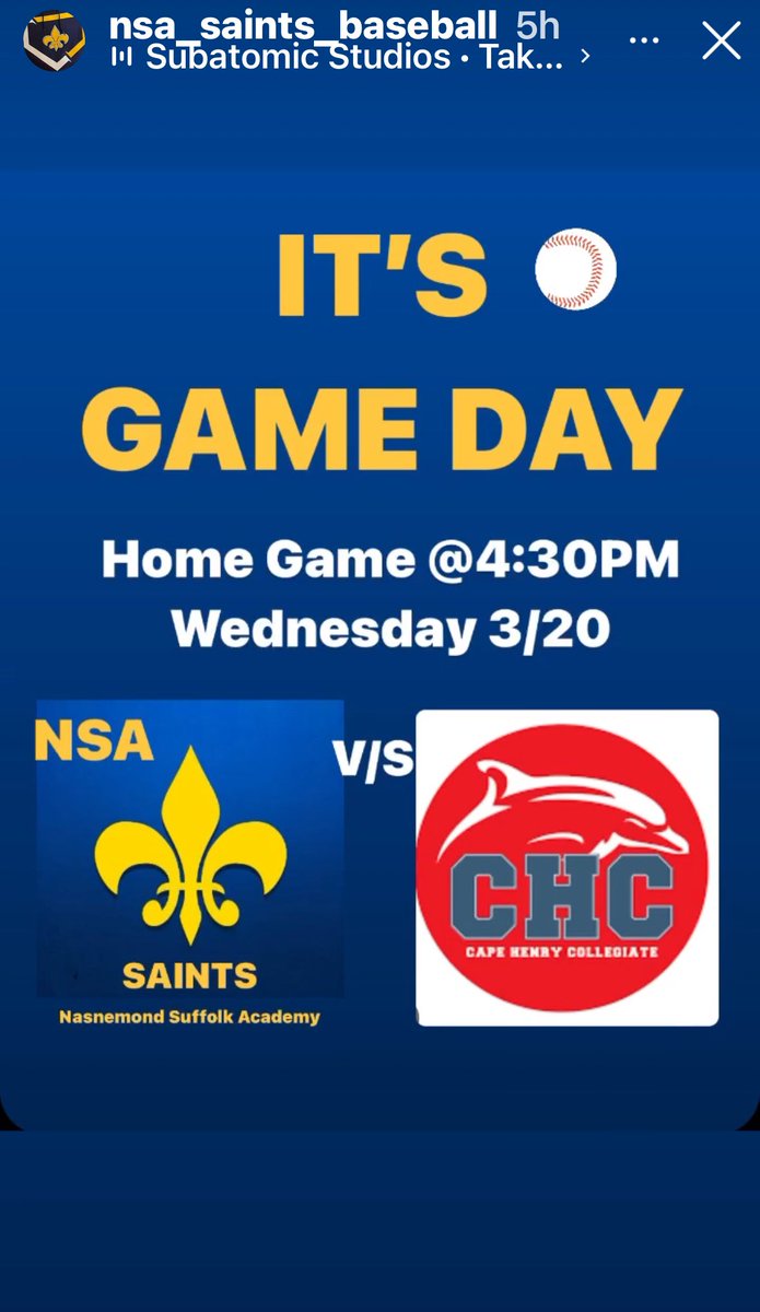 NSA_Baseball's tweet photo. Let’s go Saints! https://t.co/MPbTHbWGzL