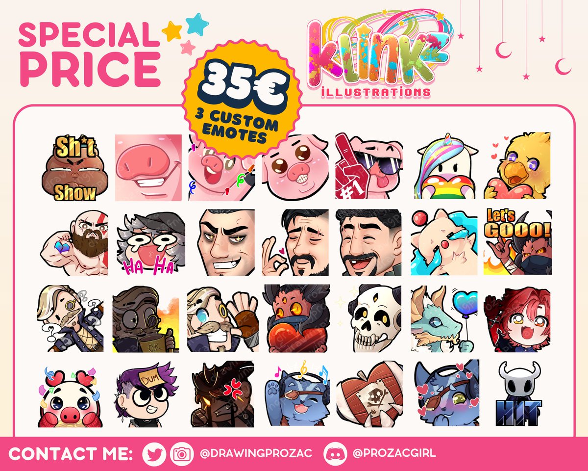 ˗ˋˏ Special Price / Urgent Commissions ˎˊ˗  
⟡ Bundle of 3 - 35€ (EUR)

Check my carrd for TOS or ask me via DM💗
RTs &amp; ♥ are very appreciated 💋
💚💙🧡❤️
#emoteartist #vtuber #emotes #commissions #twitch #twitchemotes