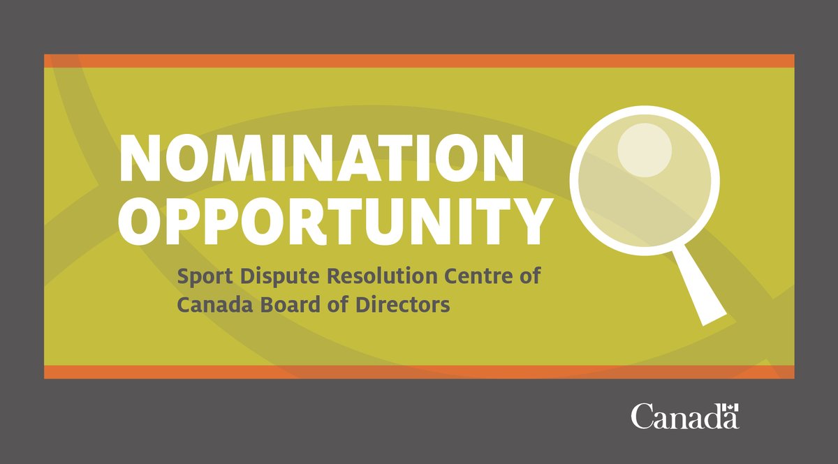 Nomination opportunity: Athlete representative on the Sport Dispute Resolution Centre of Canada Board of Directors. Apply by April 18, 2024 ➡️ canada.ca/en/canadian-he… @CRDSC_SDRCC