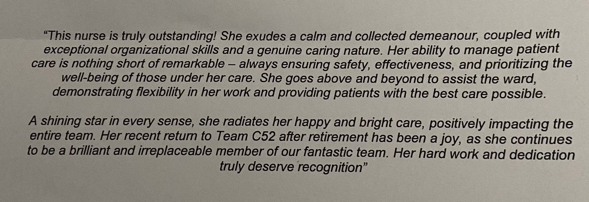 Congratulations to our amazing Glenda receiving her @DAISY4Nurses award. “A shining star in every sense, she radiates her happy and bright care, positively impacting the entire team” @NUHNursing @SWBNUH @DejongeSi @VictoriaFensome @MelvinWar2004 @lizwing1 @SarahMack24