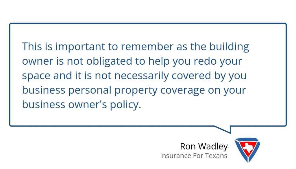 Speak with your local independent insurance agent at Insurance For Texans today to review your business owners insurance policy today. Read the full article: What Is Tenants Improvements & Betterments Coverage? ▸ ins4tx.co/3WROQiQ #MakeInformedDecisions