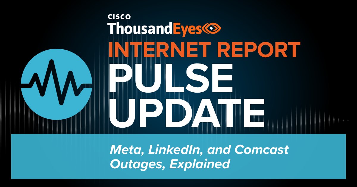 Over a recent two-day period, Meta, Comcast, and LinkedIn all experienced disruptions. Tune in for insights on what happened and why. thousandeyes.com/blog/internet-…