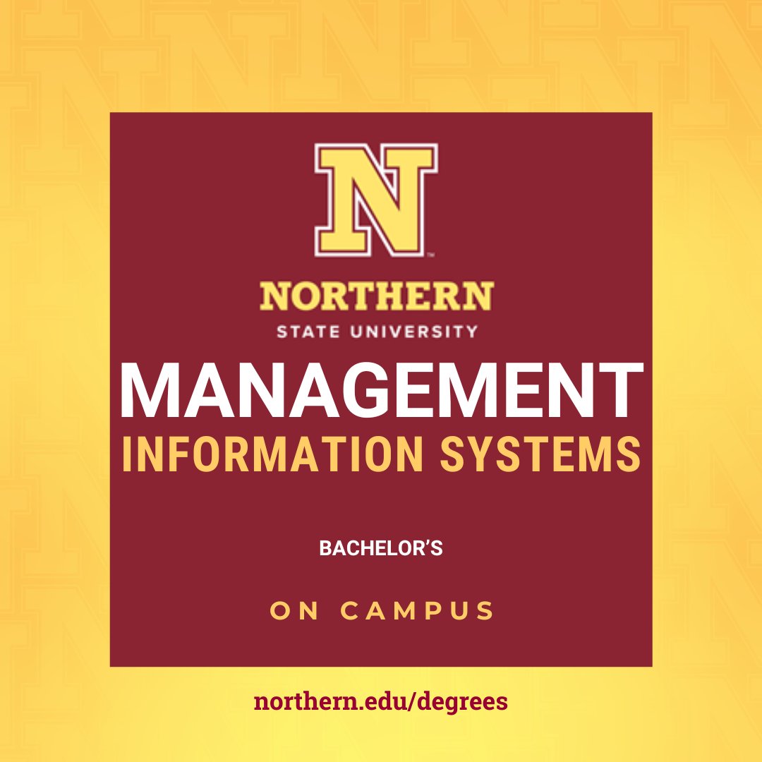 This #NorthernStateU degree program will give you a strong background in enterprise systems and robust technology skills. Career options: data scientist, security analyst, chief information officer (CIO) of corporations and organizations. See the courses: northern.edu/degrees/manage…
