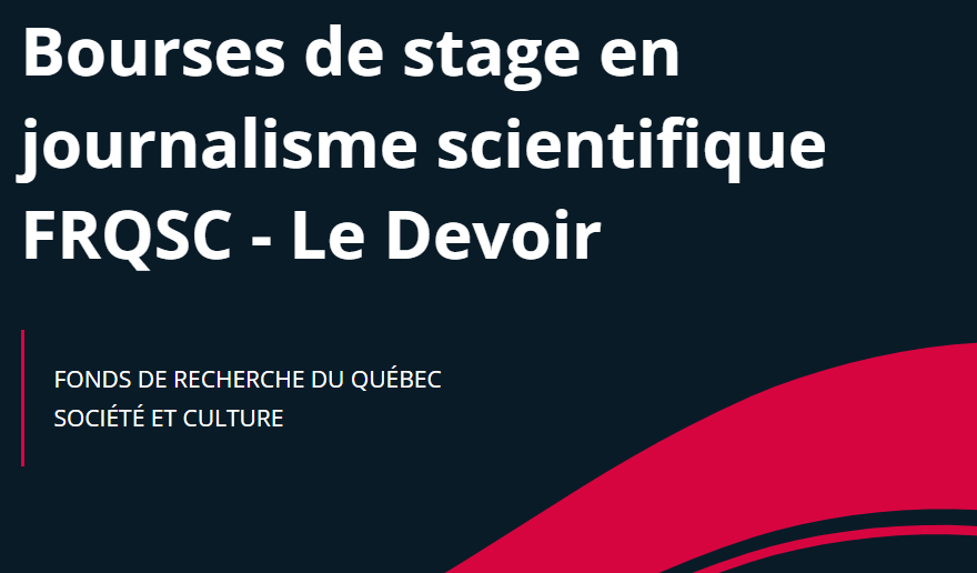 CICCTweet's tweet photo. 📣Appel de candidatures

📌Bourses de stage en journalisme scientifique, le @FRQSC et @LeDevoir 📰 unissent leurs efforts afin d’encourager l’émergence d’une relève en journalisme scientifique

👉Quatre bourses de 6500$
👉Durée de 8 semaines

⏳ 4 avril

🔗https://t.co/aLwBDAqYZ4 https://t.co/oYWQpJ6DM6
