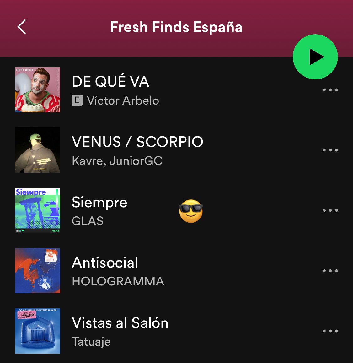 Un gustazo escuchar “Siempre” en la lista Fresh Finds de <a href="/SpotifySpain/">Spotify Spain</a>