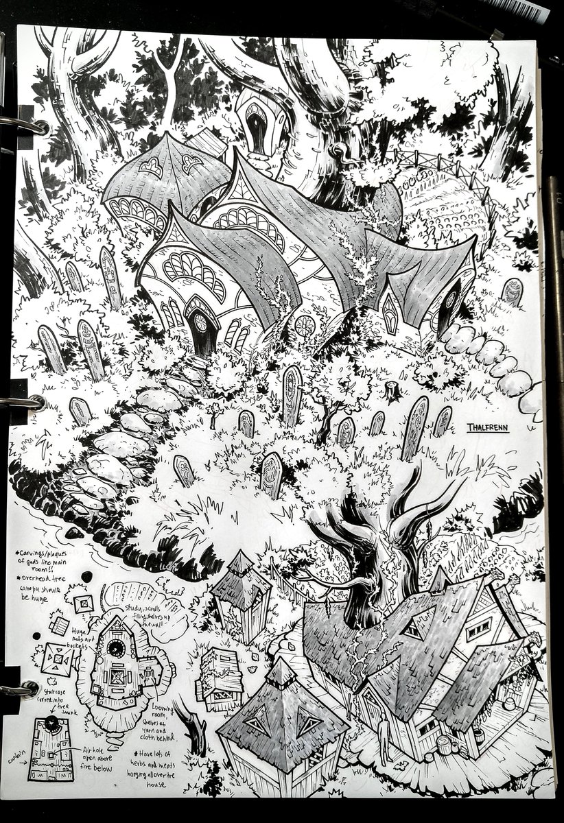 RenieDraws's tweet image. I spend an inordinate amount of time designing everything for FIENDISH, mostly in my sketchbook. I want the world to feel immersive and well thought out. That&apos;s why I built a constructed language, original species, cultures, architectural styles, and more.

Only a tiny portion of…