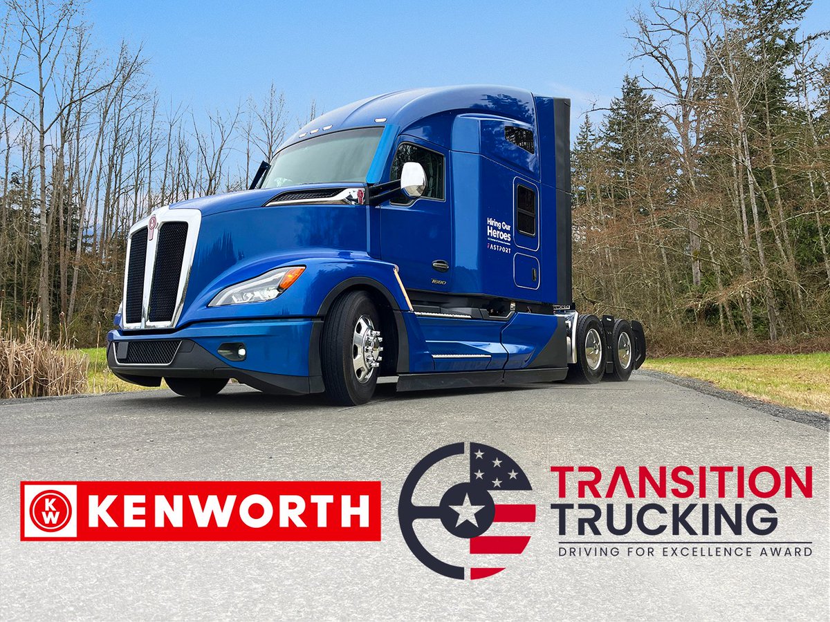 Kenworth is proud to sponsor the Transition Trucking: Driving for Excellence program for the 9th year. The grand prize T680 will be at MATS in FASTPORT’s booth. Nominations are open! Learn more at bit.ly/3ILjQLf 
#Kenworth #T680 #HiringOurHeroes #TransitionTrucking