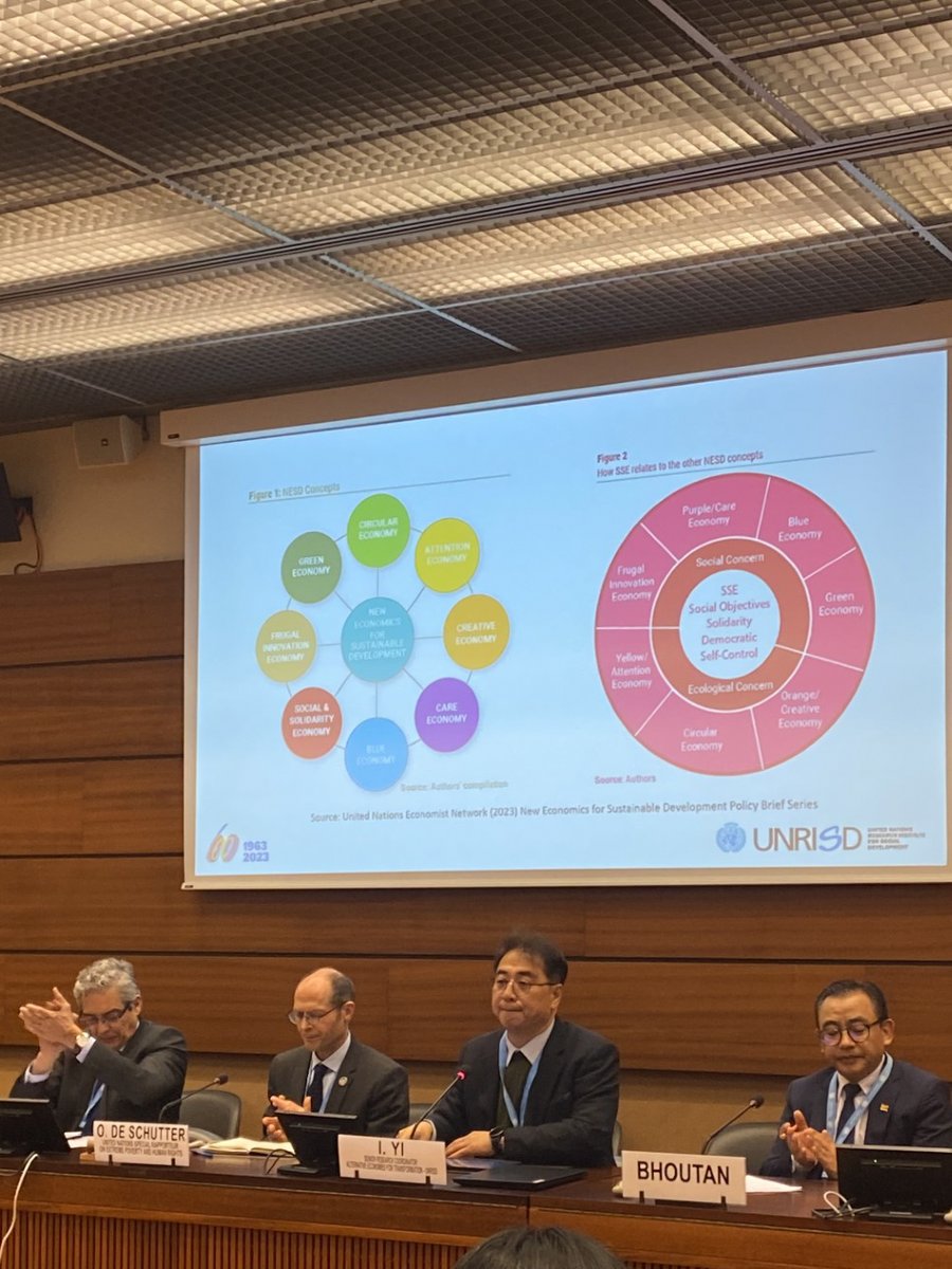 Exploring UNRISD's pioneering role for 'beyond GDP' paths w/ @ilcheong_yi @ #HRC55 🟣UN's first critique of growth-focused development is found in @UNRISD report from 1972 🟣Our programs have been critical of disembedded economy advocating for a holistic approach to development