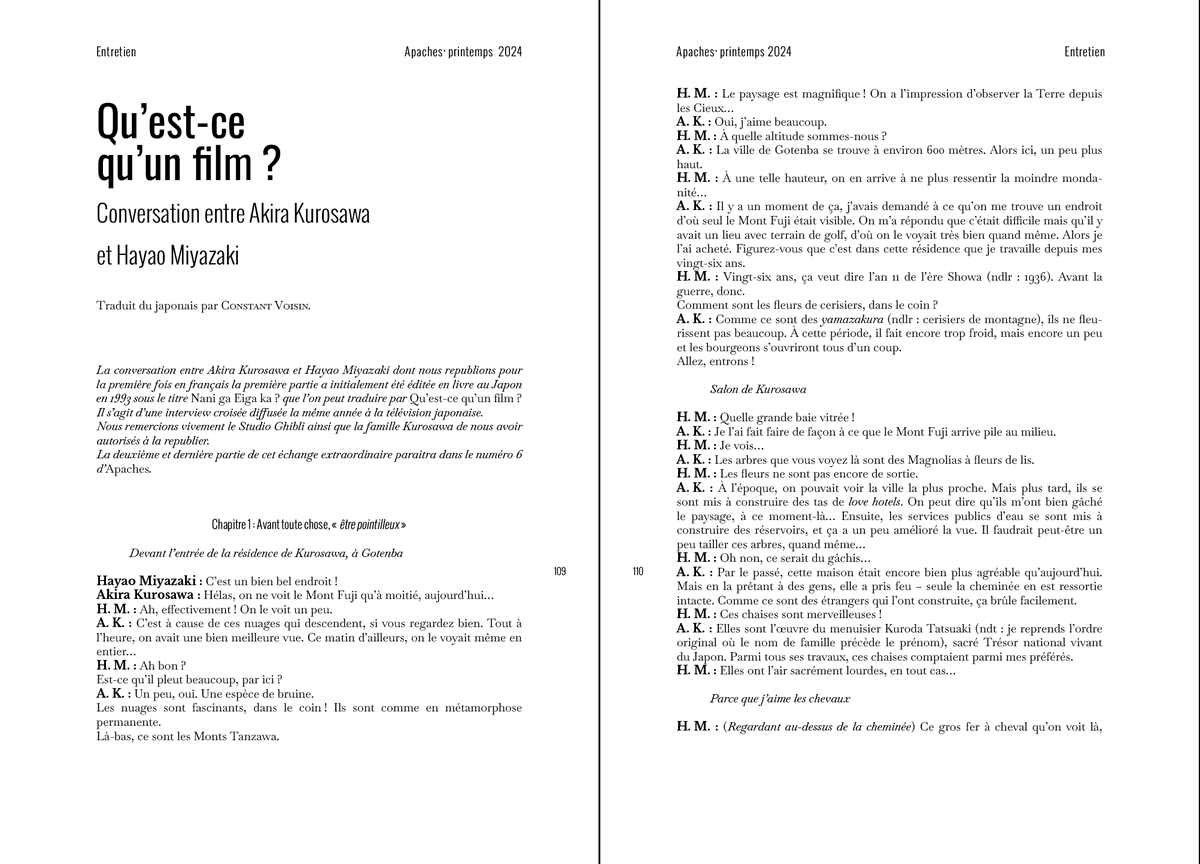 ButaGhibli's tweet photo. À l'origine reportage filmé chez #Kurosawa diffusé à la TV japonaise, l'entretien fut ensuite publié au #Japon en 1993.
Seule une retranscription partielle fut traduite en français en 98 : https://t.co/shkt17HJyj
#AkiraKurosawa #HayaoMiyazaki #Ghibli #StudioGhibli #スタジオジブリ https://t.co/yxW4U21tOB
