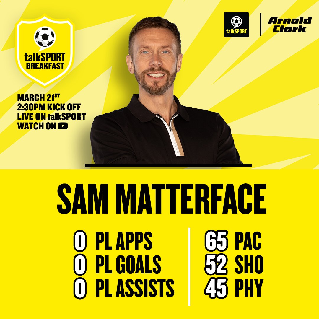 And @sammatterface will be stepping down from the gantry to show us what he can do on the pitch 🏟️ Make sure you tune in to see what other stars and surprises we've got planned for you! Kick-off 2.30pm Thursday, 21st March. Live stream available on our YouTube channel 📺 🤝…