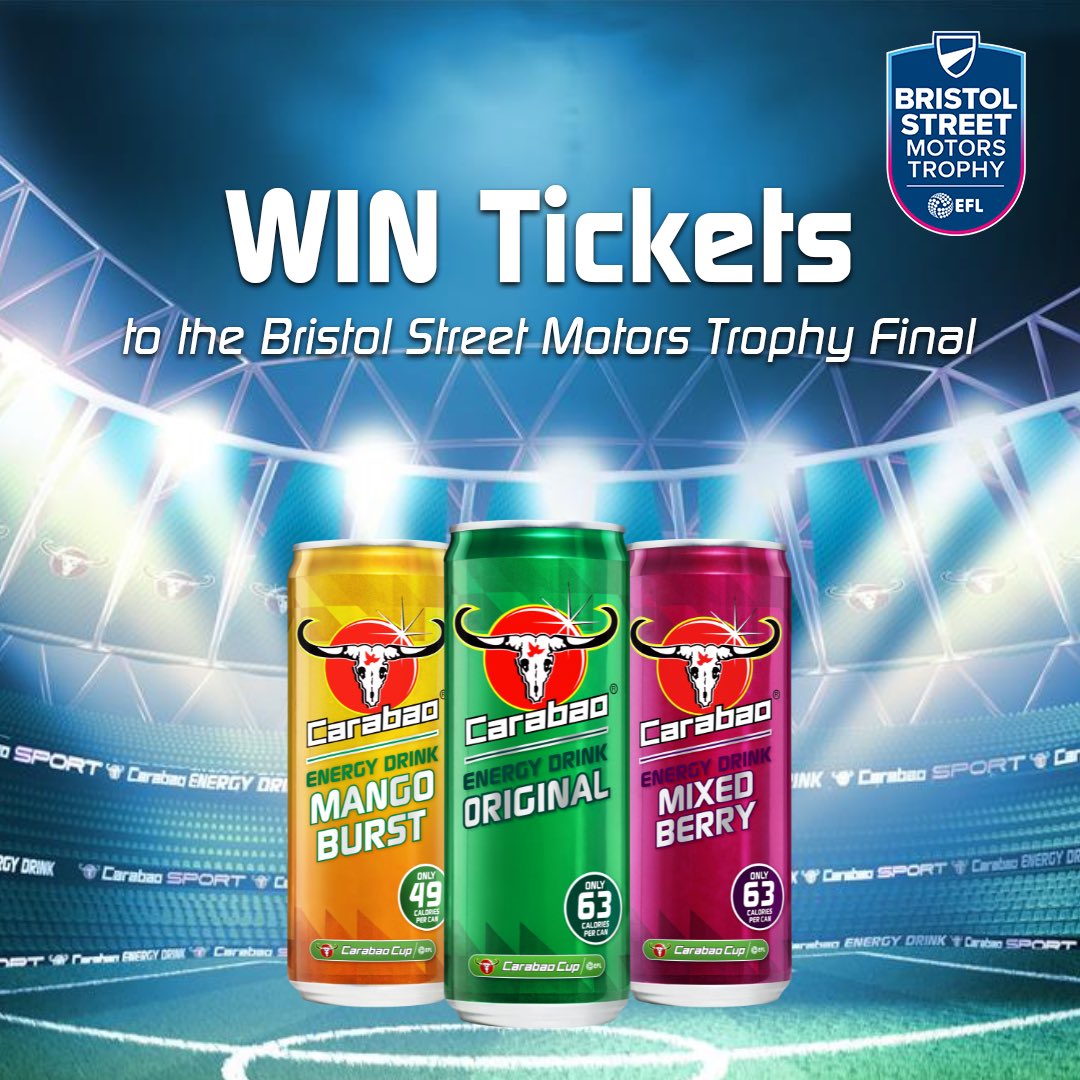 🏟️ | Fancy some more football? We are giving away tickets to the @BSM_Trophy Final at Wembley Stadium! Enter here: drinkcarabao.co.uk/pages/win 🔗 #BristolStreetMotorsTrophy #EFL