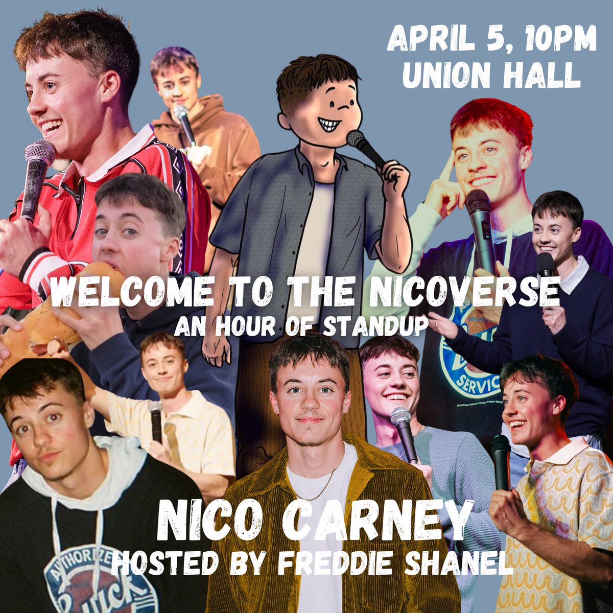 Union Hall (@unionhallny) on Twitter photo FRI 4/5: Welcome to the Nicoverse
An hour of stand-up comedy from NYC-based comedian <a href="/nicocarney_/">Nico Carney</a> (Late Night with Seth Meyers, JFL New Face '23)!
Hosted by <a href="/freddie_shanel/">Freddie Shanel</a>!
Limited Tickets Left!
๐๏ธ: tinyurl.com/mbe394eb FRI 4/5: Welcome to the Nicoverse
An hour of stand-up comedy from NYC-based comedian <a href="/nicocarney_/">Nico Carney</a> (Late Night with Seth Meyers, JFL New Face '23)!
Hosted by <a href="/freddie_shanel/">Freddie Shanel</a>!
Limited Tickets Left!
๐๏ธ: tinyurl.com/mbe394eb