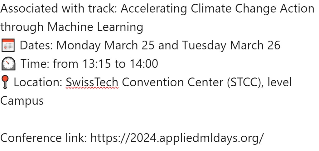 Ecological Systems Design (@ethz_esd) on Twitter photo 📢 ESD members Aleksandra Kim (<a href="/AleksandraKimN/">Aleksandra K.</a>) and Carlo Schmid will present their poster on the topic of Enhancing Building Material Models with Machine Learning at EPFL AMLD Conference in Lausanne next week.
😃 Feel free to come by!
<a href="/appliedmldays/">Applied Machine Learning Days</a> #AMLD2024 📢 ESD members Aleksandra Kim (<a href="/AleksandraKimN/">Aleksandra K.</a>) and Carlo Schmid will present their poster on the topic of Enhancing Building Material Models with Machine Learning at EPFL AMLD Conference in Lausanne next week.
😃 Feel free to come by!
<a href="/appliedmldays/">Applied Machine Learning Days</a> #AMLD2024