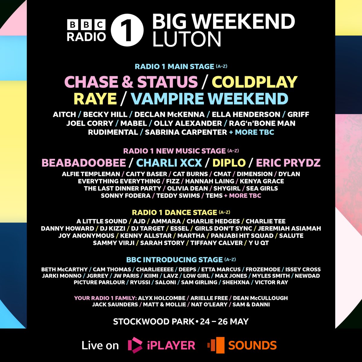 BBCR1's tweet image. Here&apos;s your #BigWeekend Luton lineup‼️ 

Want to be there? Tickets go on sale at 5PM tomorrow (Thursday 21st March).

Click here for ticket info: bbc.co.uk/bigweekend