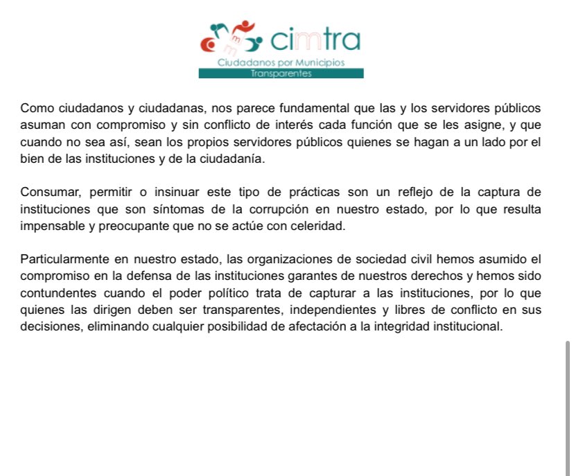 Desde Cimtra nos pronunciamos respecto a la integración del Secretario Ejecutivo del Instituto de Transparencia, Información Pública y Protección de Datos Personales del Estado de Jalisco (ITEI) en la propuesta de una planilla electoral para el ayuntamiento de Guadalajara: