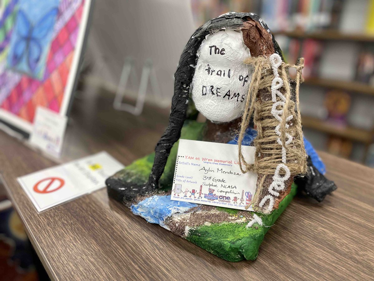 March is Youth Art Month! Swing by any of our county libraries, we recommend you take in the work produced by our talented student artists. Art is displayed at Chatham Community Library, Goldston Public Library, and Wren Community Library. #OneChatham @ChathamCountyNC