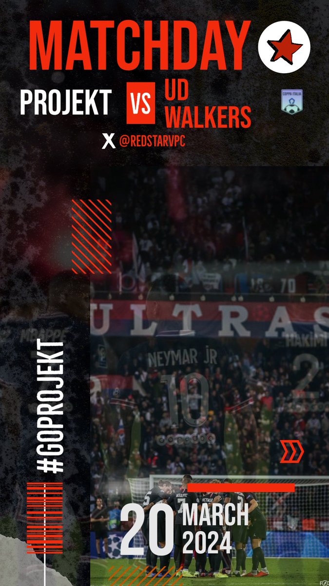 Projekt R (@redstarvpc) on Twitter photo ๐ข| MATCHDAY
๐| <a href="/VPGItaly/">VPG Italy ๐ฎ๐น</a> COPPA ITALIA (Fase a Gironi)
๐| <a href="/noegoesportsXI/">Noego Esports</a>
โฑ๏ธ| 22:40
๐| <a href="/proleagueitalia/">ProLeague Italia</a> COPPA ITALIA (Fase a Gironi)
๐| <a href="/UdWalkers/">UD Walkers</a>
โฑ๏ธ| 22:00
#GoProjekt ๐ข| MATCHDAY
๐| <a href="/VPGItaly/">VPG Italy ๐ฎ๐น</a> COPPA ITALIA (Fase a Gironi)
๐| <a href="/noegoesportsXI/">Noego Esports</a>
โฑ๏ธ| 22:40
๐| <a href="/proleagueitalia/">ProLeague Italia</a> COPPA ITALIA (Fase a Gironi)
๐| <a href="/UdWalkers/">UD Walkers</a>
โฑ๏ธ| 22:00
#GoProjekt