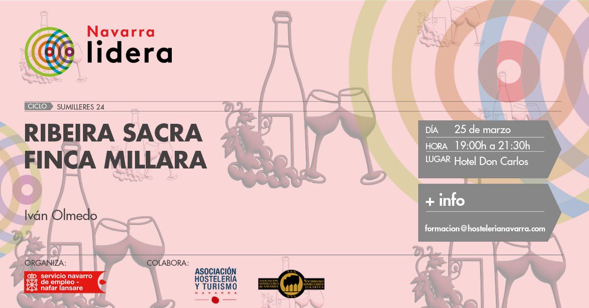 Descubre la magia de la D.O. Ribeira Sacra con una cata imperdible junto a Iván Olmedo. Explora su paisaje único y técnicas innovadoras. Organizado <a href="/empleo_na/">Empleo - Lansare</a> con #NavarraLidera  en colaboración con <a href="/hostnavarra/">AEHN Hostelería Navarra</a> 
¡Inscríbete antes del 22 de marzo! #RibeiraSacra #Vino #Cata 🍇🍷