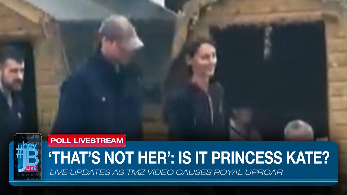 So... is it Prince William and Princess Kate in the viral TMZ video? Or is it someone else? We'll have a live poll coming up in our 1:00 ET livestream on Kate Middleton & the latest updates. 1PM STREAM LINK: youtube.com/live/URQAJNfpB… Vote in our poll: heyjb.live