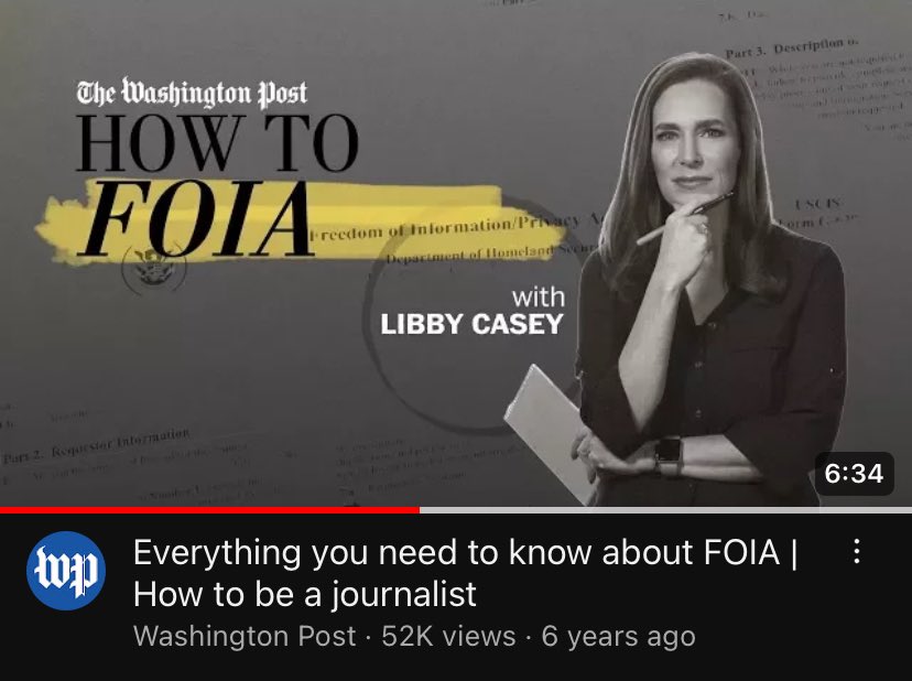 This is awesome. I learned how to FOIA from this @washingtonpost YouTube video from 6 years ago that I found in 2020. youtu.be/VpAfQUIWGhg?si…