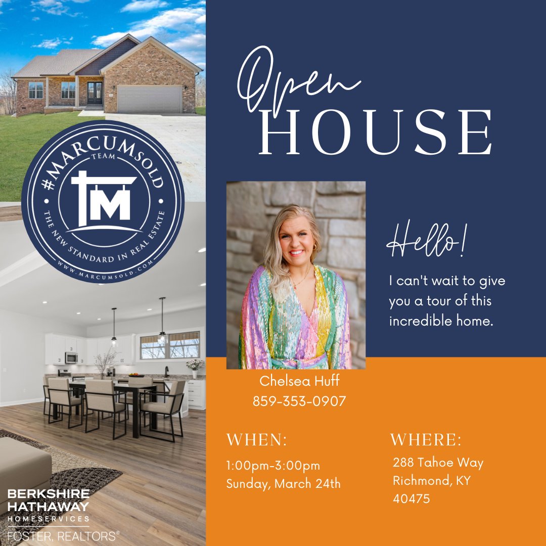 You're invited to my Open House this Sunday, 3/24, from 1-3PM! Come explore this beautiful new construction home! 🏠🔑

📍288 Tahoe Way, Richmond ➡️ bit.ly/3SEUdBV

#BHHSFosterRealtors #MARCUMsold  #KYRealtor #KYRealEstate #OpenHouse #RichmondKY #MadisonCountyKY