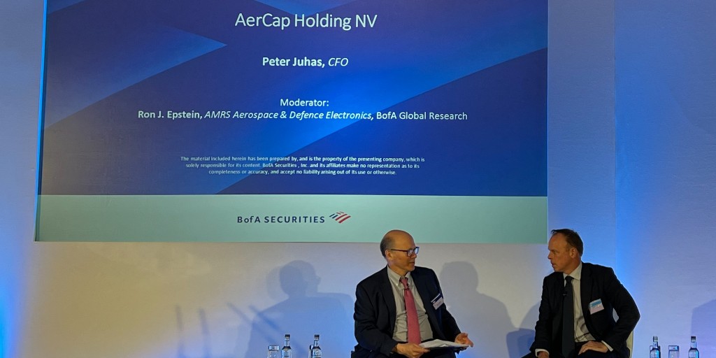 Today, our CFO, Pete Juhas, spoke at the @BankofAmerica Global Industrials Conference 2024 in London. Pete discussed the latest trends in aviation lease rates, production delays with OEMs, and AerCap's capital allocation strategy. #WeAreAerCap #NeverStandStill