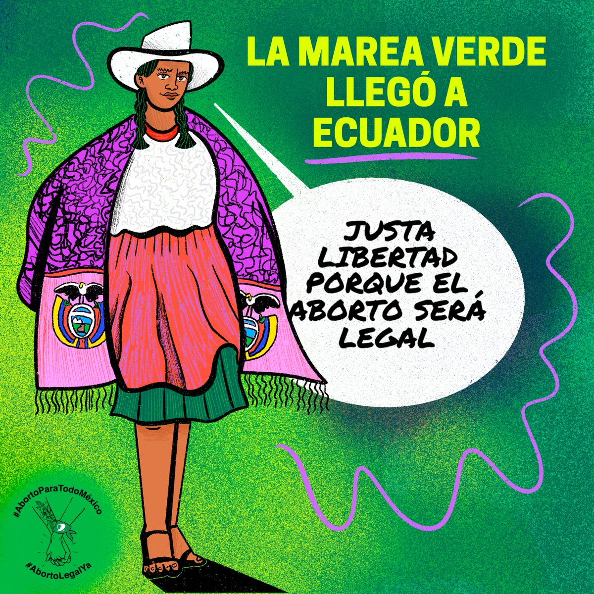 La marea verde no tiene límites: el aborto será legal en Ecuador 💚✊🏽🌊 En México ondeamos nuestros pañuelos verdes por la @Justalibertadec #JustaLibertad #QueSubaLaMarea