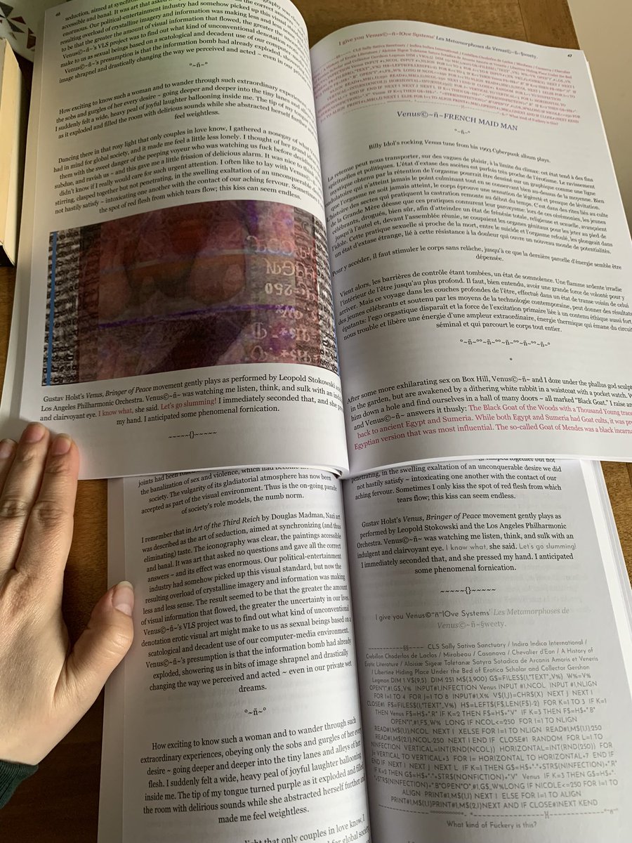 In order to make ‘~~~~~~~~~~~~~~~~~venus(c)~Ñ~vibrator, even’ more accessible, Joseph Nechvatal @twinkletwink has stripped it bare and knocked a substantial amount off the cover price. Find a link on our website. Here’s an image comparing the same section in the two versions.