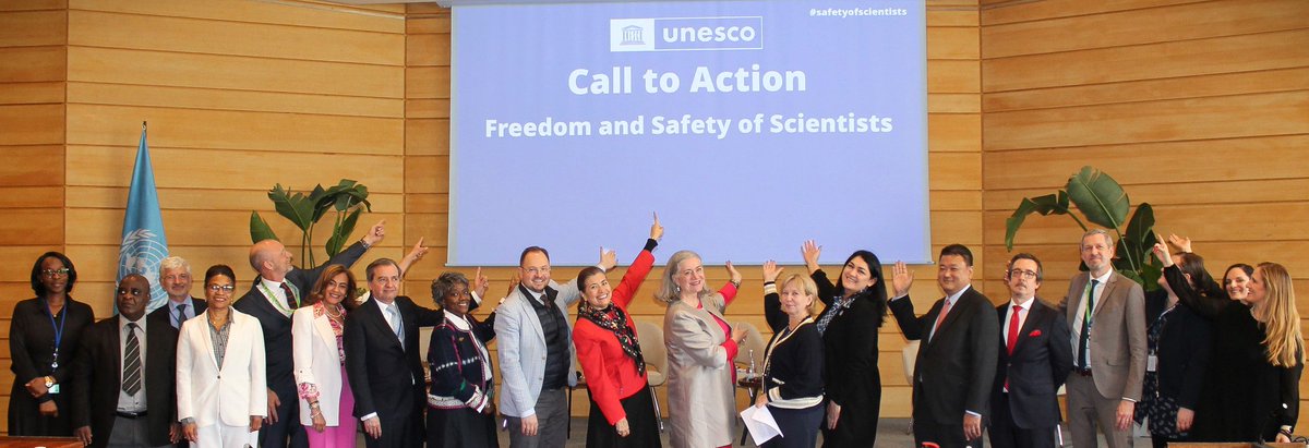 Together with <a href="/DelegacionPy/">Paraguay en Unesco</a>, <a href="/Chile_UNESCO/">Misión de Chile ante UNESCO</a>, <a href="/NLatUNESCO/">Netherlands at UNESCO</a>, <a href="/PHinFrance/">Philippine Embassy in France / PermDel to UNESCO</a>, <a href="/denmarkinunesco/">Permanent Delegation of Denmark to UNESCO</a>, <a href="/UnescoGhana/">UNESCO Ghana</a> &amp; <a href="/LithuaniaUNESCO/">Lithuania at UNESCO 🇱🇹</a>, 55 co-sponsors have joined our call to action to safeguard Freedom &amp; #SafetyOfScientists, ensuring they can continue to contribute to the progress of #science!
