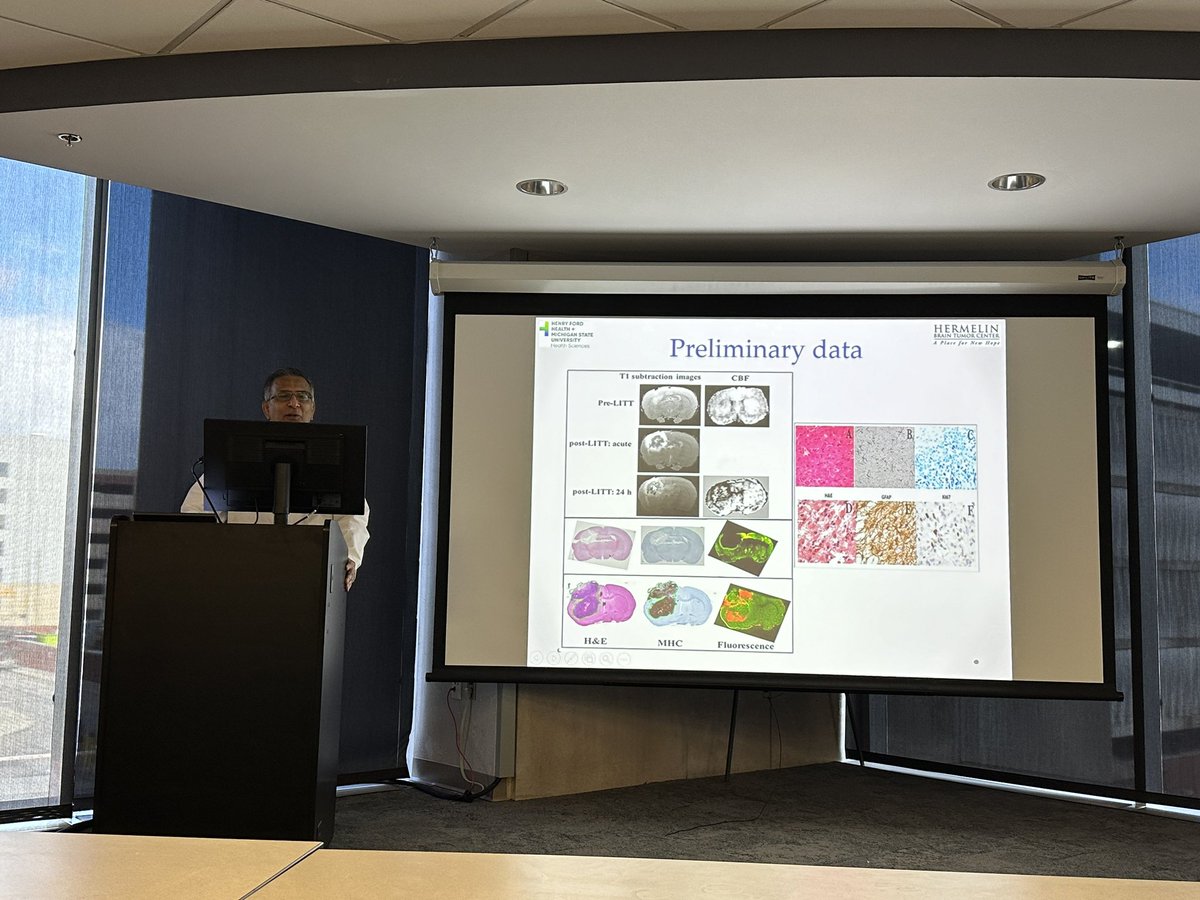 HenryFordNeuro's tweet photo. Great talk today at lunch by Dr Raj Nagaraja on Repurposing Paclitaxel for #Glioblastoma Treatment via increased BBB Permeability after Tumor Ablation. #HBTCStrong @HenryFordHealth https://t.co/v0ofFt5ZwB
