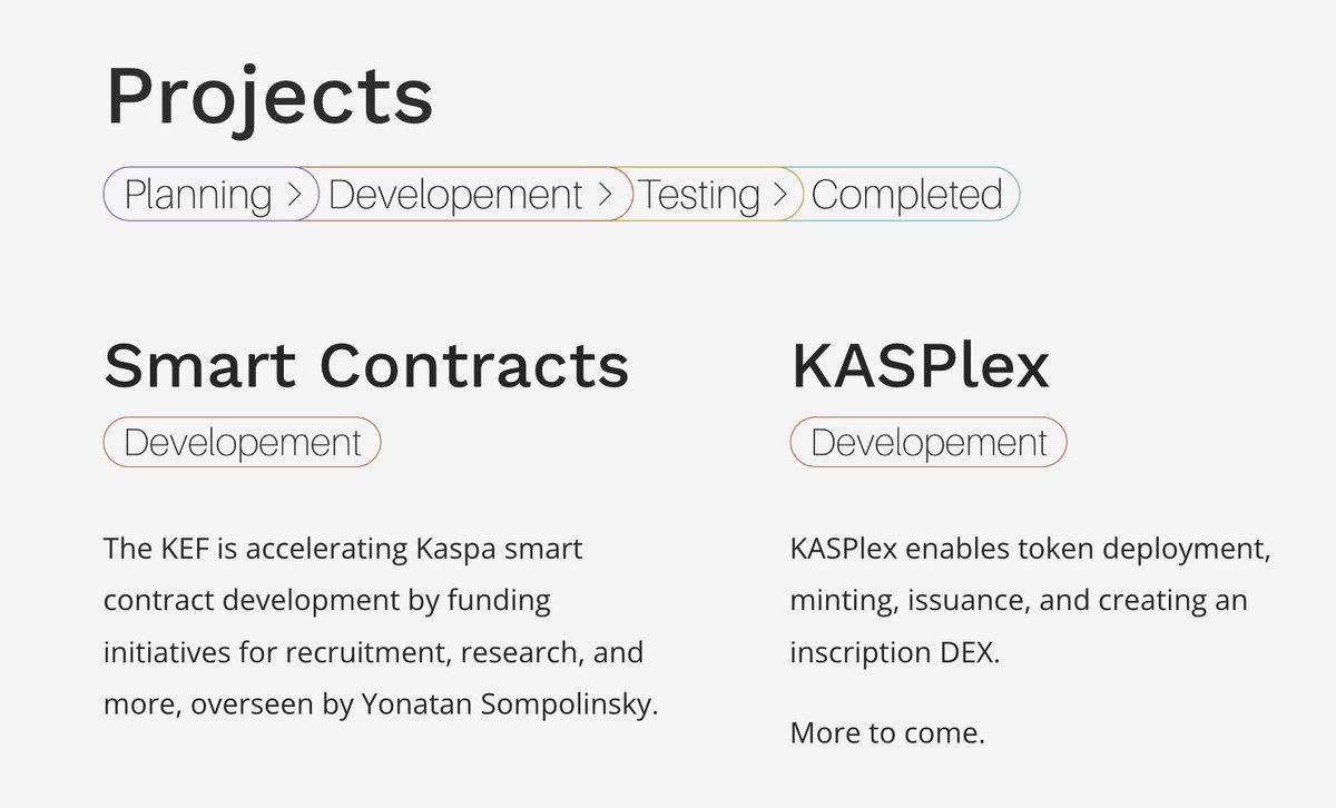 Another FUDster nightmare:

$KAS with Smart Contracts.

The KEF is accelerating Kaspa smart contract development by funding initiatives for recruitment, research, and more, overseen by Yonatan Sompolinsky.