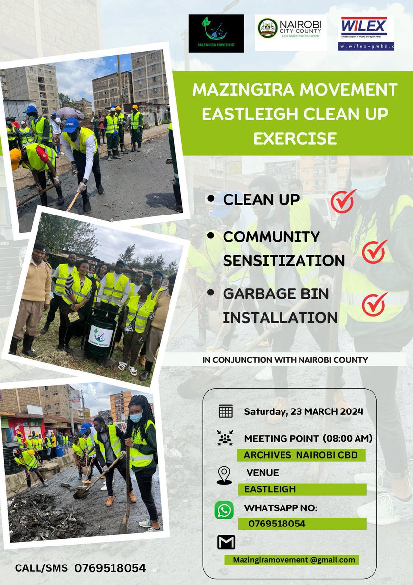 Join us on Saturday for our next project in Eastleigh ❤️❤️ as we hold massive cleanups, sensitize the community and provide garbage bins as well!!! Join us !!!