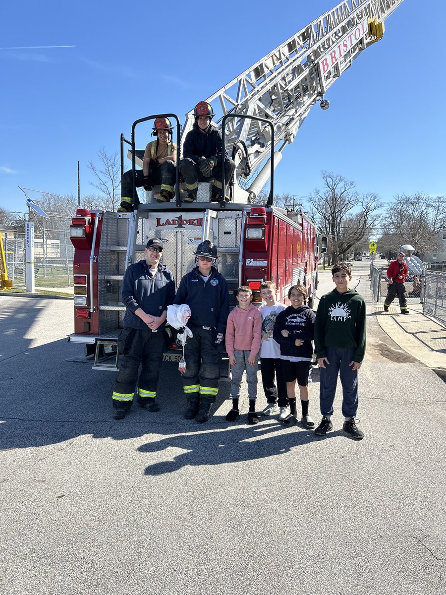 GuiterasRI's tweet photo. Last week, our 5th grade engineers were given a project to create a device that will allow a hard-boiled egg to land gently when dropped from a significant height.

The most successful prototypes were dropped from the top of Bristol FD’s ladder engine truck! https://t.co/0K0ERtxZ0j