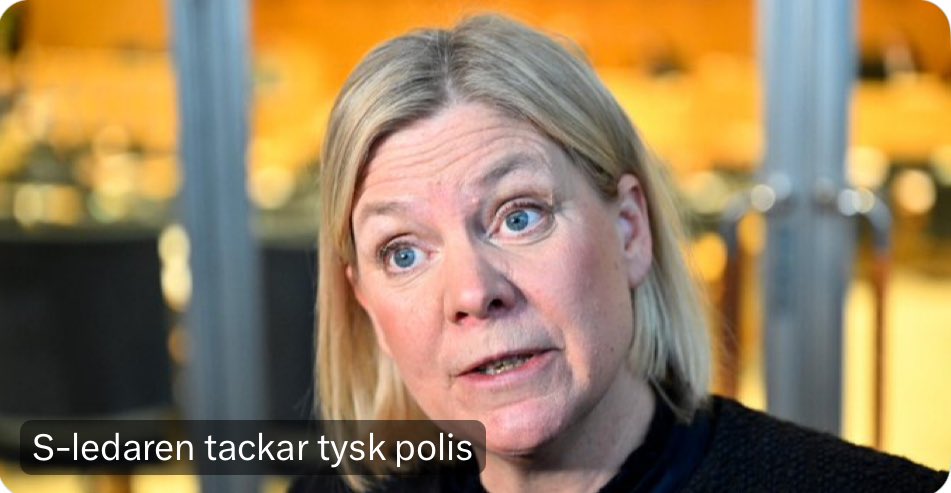 Snyggt av Magdalena Andersson att tacka tysk polis efter att de gripit två personer som planerat ett terrordåd mot Sveriges Riksdag. Ulf Kristersson har fortfarande inte gjort någonting åt uppsägningarna inom sjukvården, eller byggkrisen, eller järnvägsunderhållet, eller...