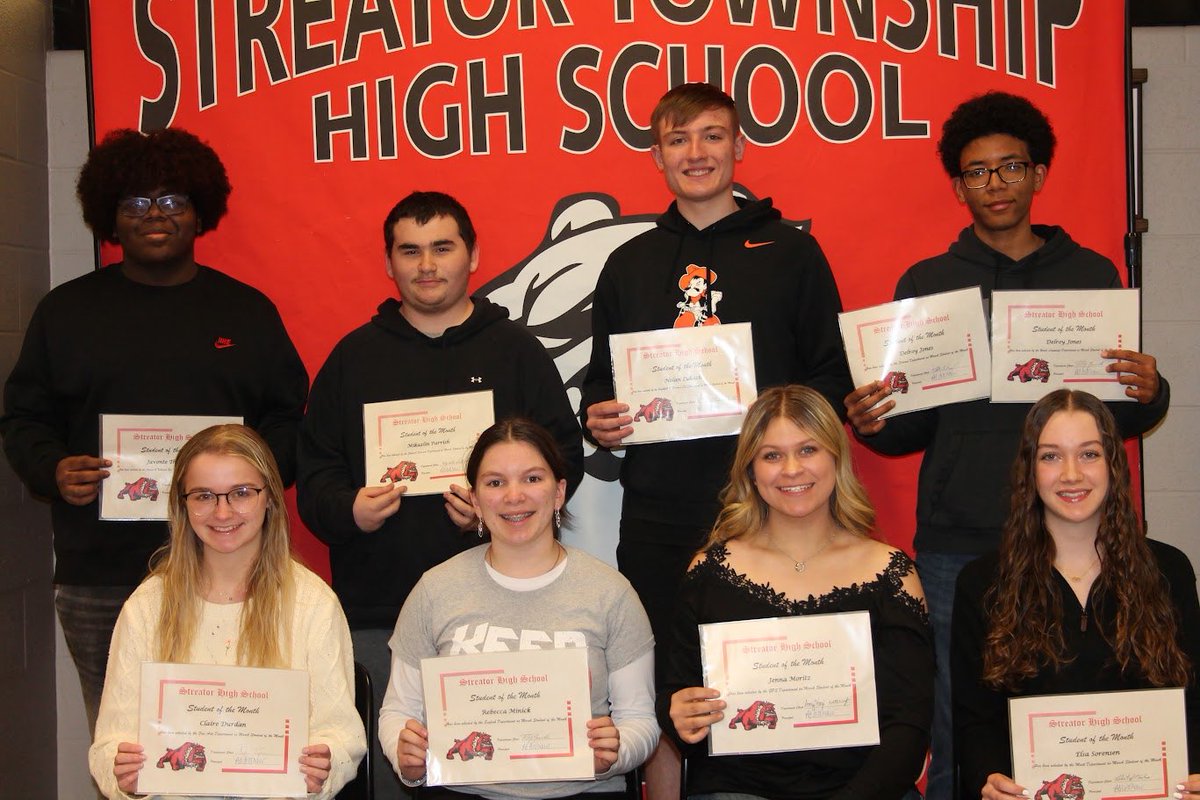 March students of the month! Pictured Front L-R : Claire Durdan, Rebecca MInick, Jenna Moritz and Elsa Sorensen Back L-R: Javonte Thompson, Mikazlin (Mack) Parrish, Nolan Lukach and Delroy Jones Not Pictured: Landon Ross #shsdawgs #studentsofthemonth