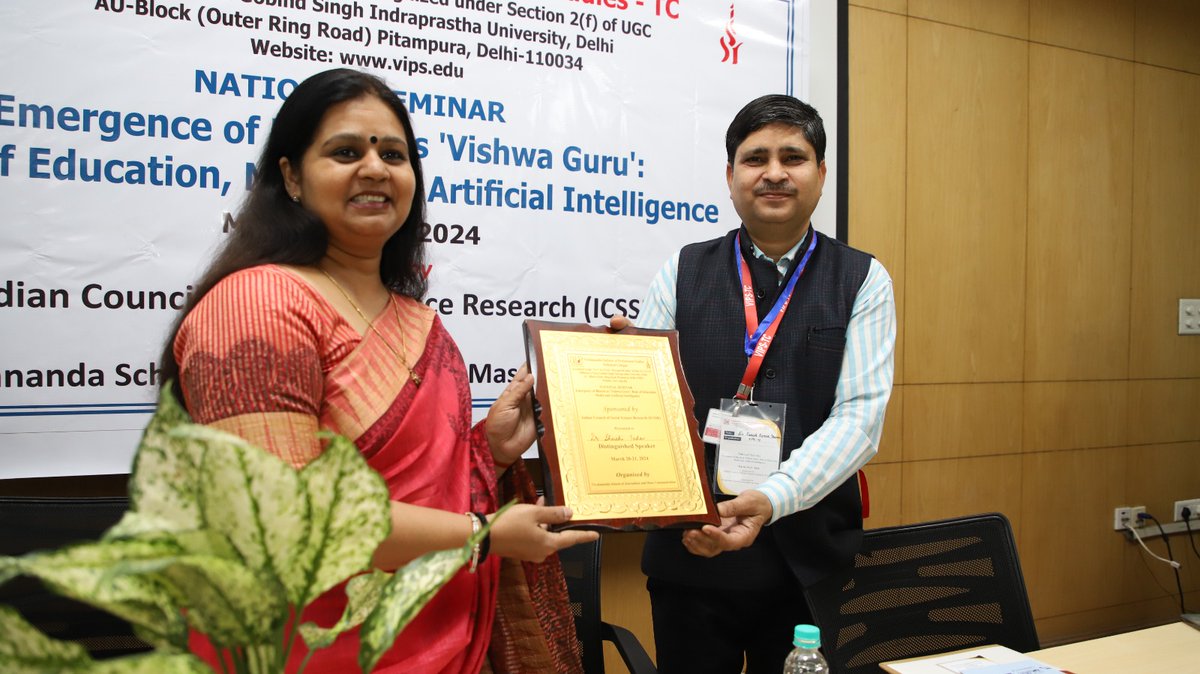 YadavShuchi's tweet photo. As Distinguished Speaker today on 'NEP2020: Role of ICT and Artificial Intelligence' at ICSSR sponsored National Seminar organized by Vivekananda Institute of Professional Studies, New Delhi. https://t.co/pjh4IxZhJG