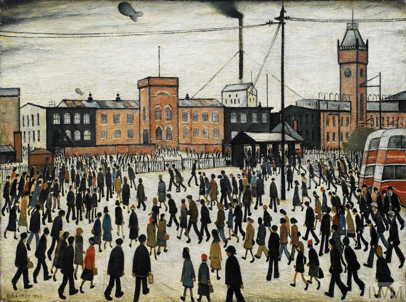 Commissioned at the height of the Second World War, LS Lowry's 'Going to Work' depicts a crowd of matchstick workers flowing in to Manchester's Mather & Platt engineering works. Learn more about the piece: bit.ly/3wRKcII © IWM (Art.IWM ART LD 3074)