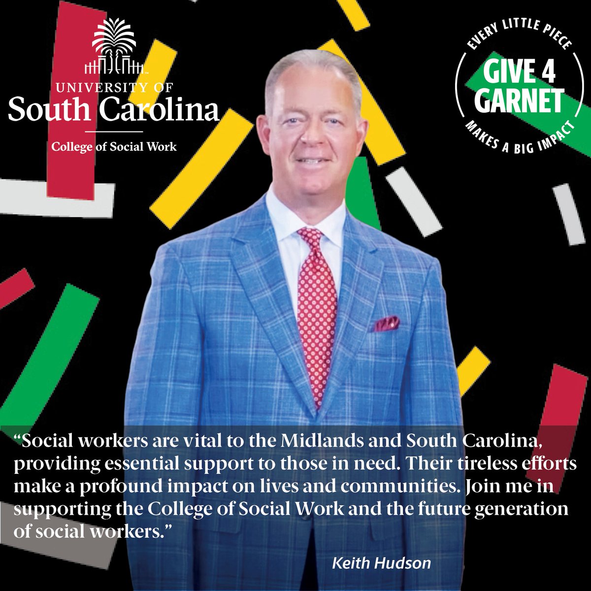 uofsccosw's tweet image. Big opportunity ahead! 🌠Keith Hudson is generously matching our #Give4Garnet donations up to $25,000! Your gift can be a game changer - whether it's shaping student futures or supporting scholarships. Join us in making a difference today! bit.ly/4cgKolb #BeAChangeMaker