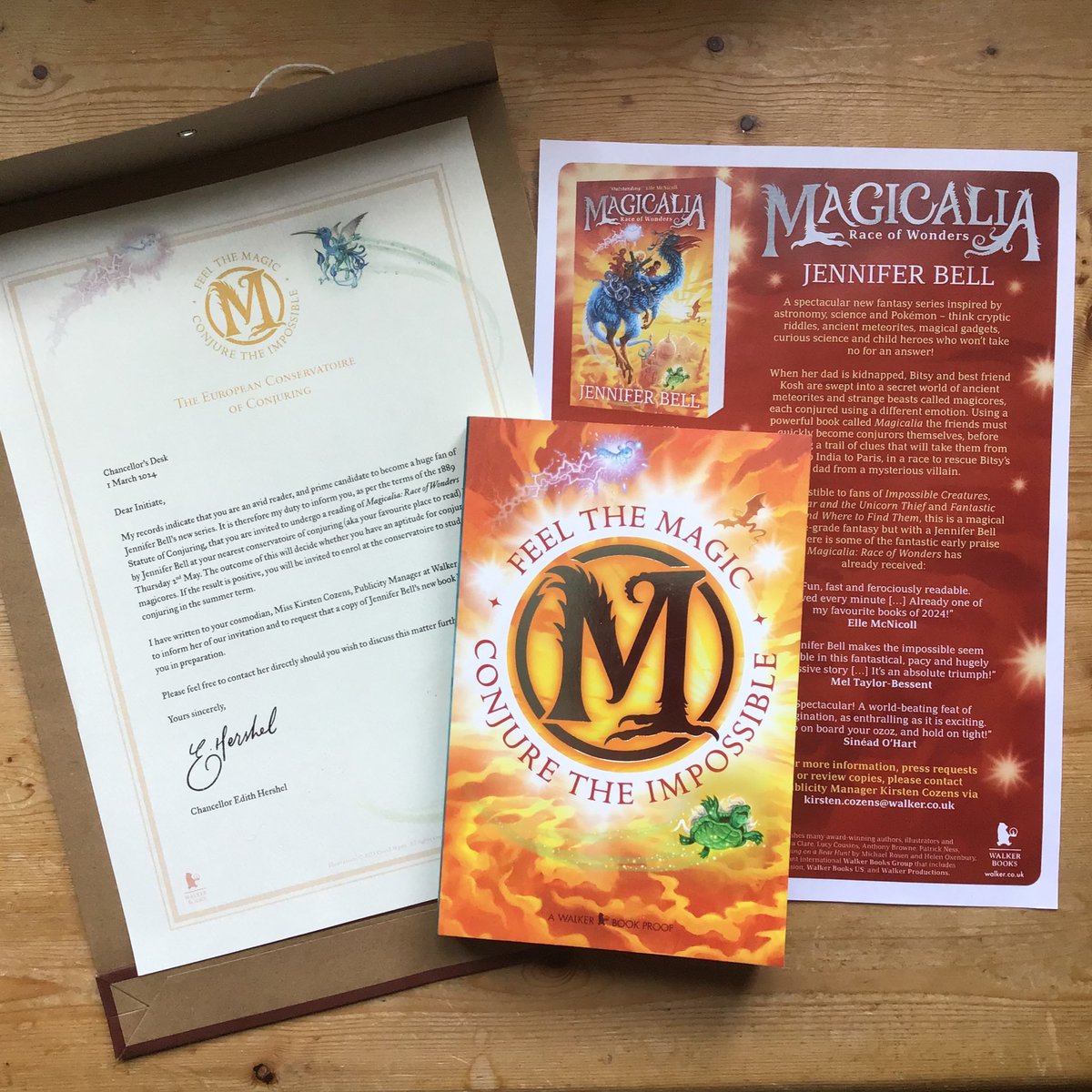 Been a very lucky girl again! Huge thanks to @KirstenBryony @WalkerBooksUK for this very special proof of fabulous new middle grade #Magicalia by @jenrosebell. Out 2nd May! 🥰