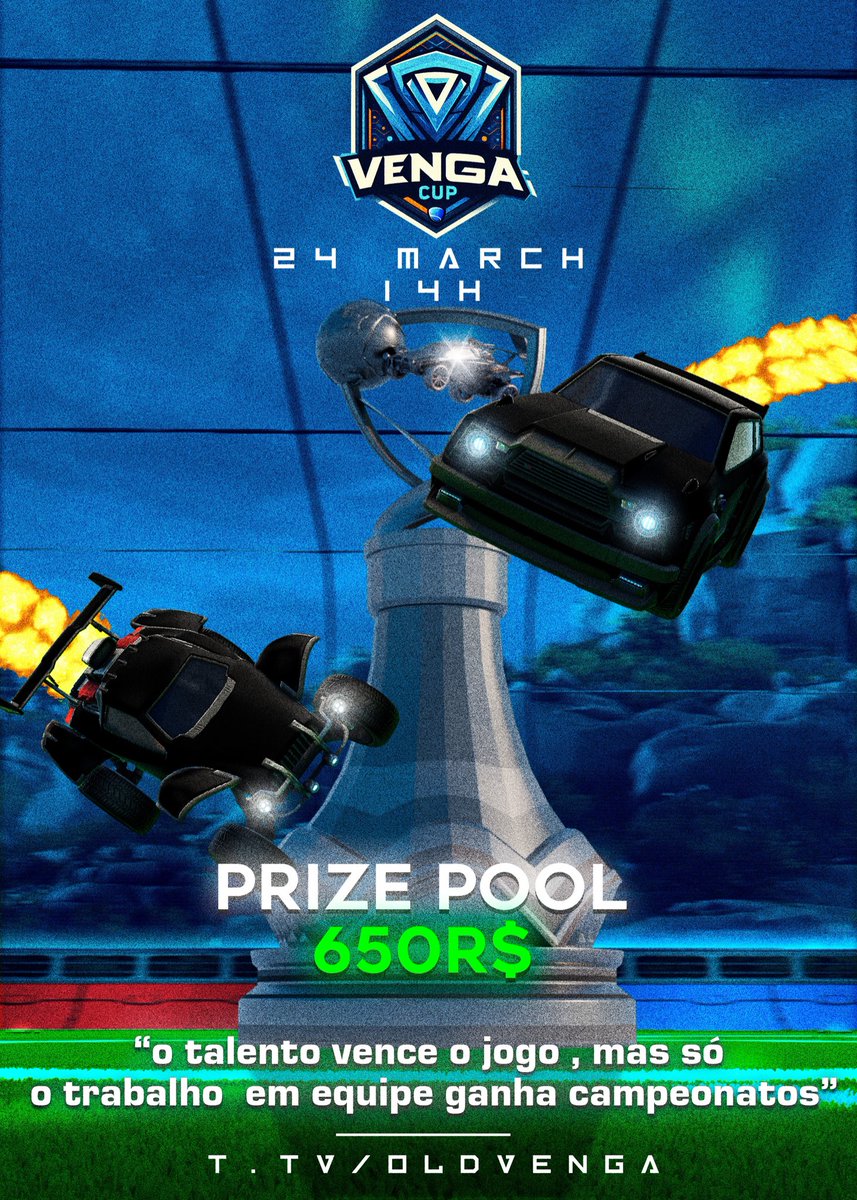 VengaCup, 24/03/2024 (Domingo)  as 14:00 , campeonato de x3 com times profissionais, e  com a narração minha e do <a href="/Cahriica/">Renan Teixeira</a> 

Jogos serão transmitido twitch.tv/oldvenga