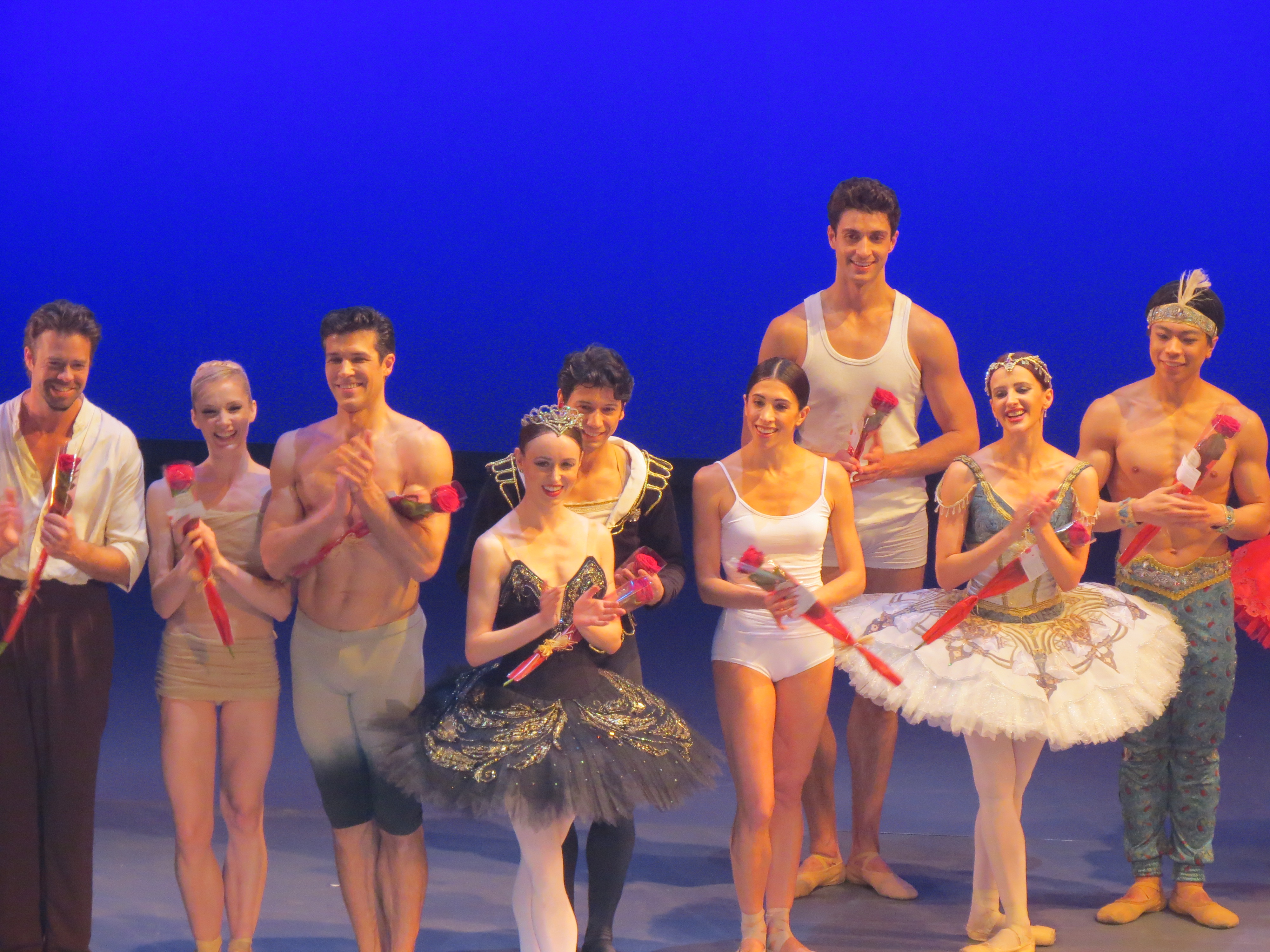 Group photo shows ballet stars (left to right)  Matthew Golding, Melissa Hamilton, Roberto Bolle, Skylar Brandt, Herman Cornejo, Yasmine Naghdi, Reece Clarke, Evelina Godunova, Motomi Kiyota