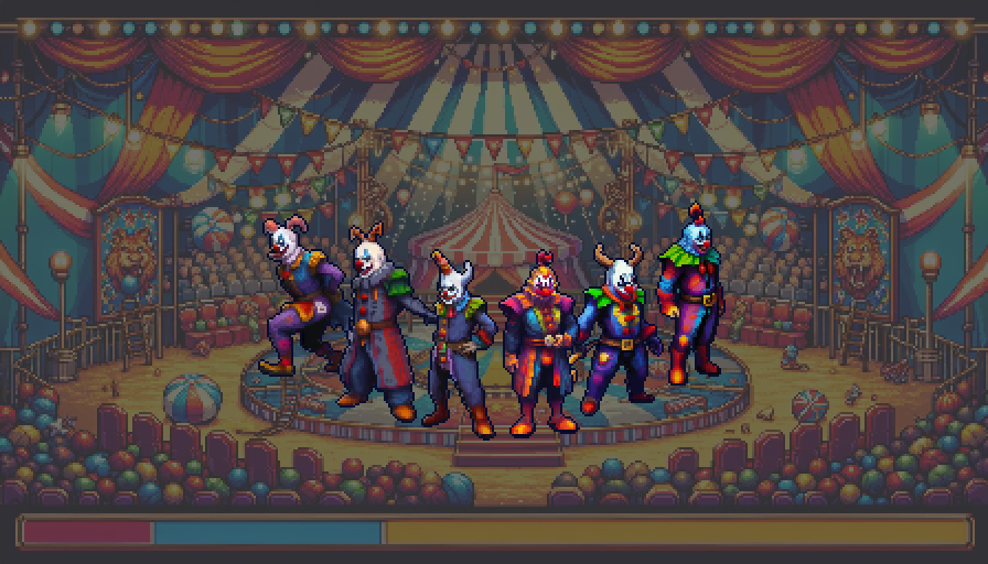 pixellovejp's tweet photo. 🤡🤡🤡🤡🤡🤡
六魔ピエロ
#AIart #ドット絵風 https://t.co/7An19IrmW6