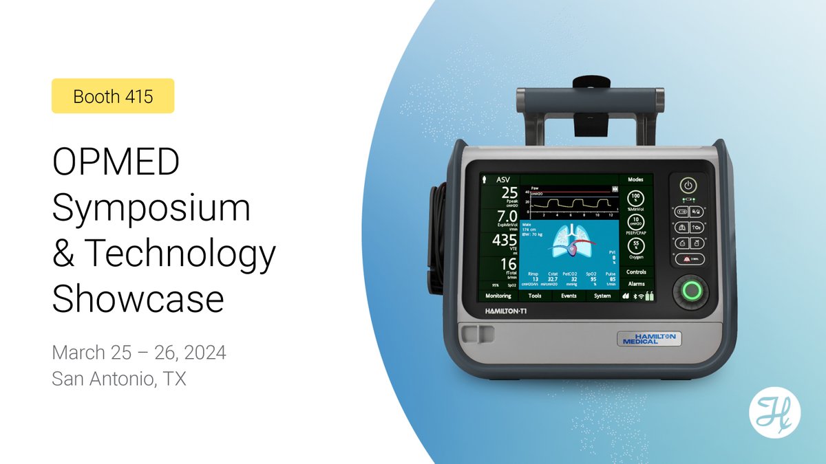 HamiltonMedical's tweet photo. Check out the #HAMILTONT1Military #TransportVentilator at our booth at the #OPMED Symposium &amp; Technology Showcase in San Antonio, TX, and don't miss our very own Dave Stine deliver #TechTalk on the advancements in #MechanicalVentilation as a Force Multiplier on March 26th. https://t.co/rgCmtQDBUd