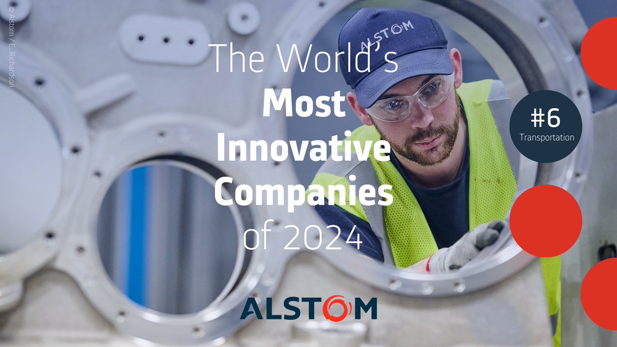 Thrilled to be recognized by @FastCompany as one of the Most Innovative Companies of ’24 . From hydrogen-powered trains to building America’s first high-speed trains, we are leading the way in sustainable transit. ▶️ow.ly/u1wm50QXIiO #TeamAlstom #MobilitySolutions