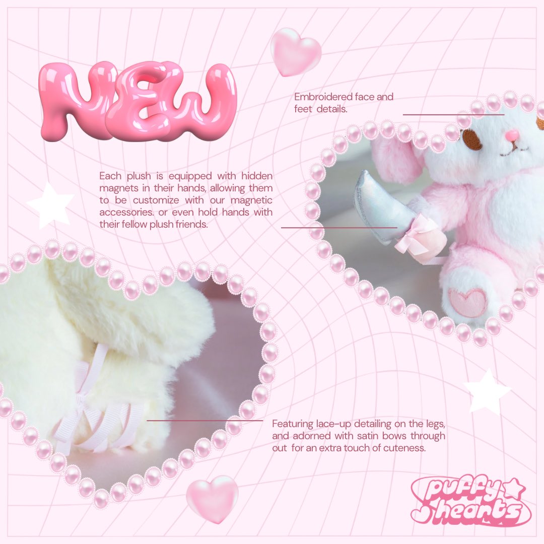 Puffy Heart Plushies 🌟
